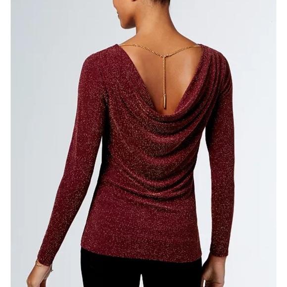 MICHAEL Michael Kors Tops - New MICHAEL Michael Kors Metallic Merlot Chain Cowl Back Blouse